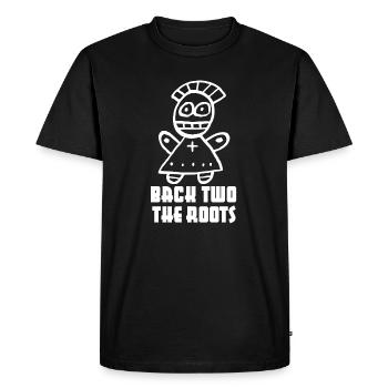 "Back two the Roots" cool saying - Men's Premium Organic T-Shirt - black - Front - Nico (187cm)