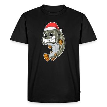 Brochet Poisson de Noël - T-shirt Premium bio Homme - noir - Devant - Nico (187cm)