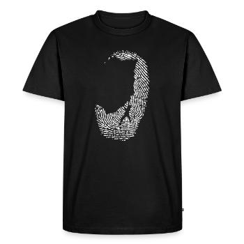 Conception monochrome en cercle d’empreintes digitales - T-shirt Premium bio Homme - noir - Devant - Nico (187cm)
