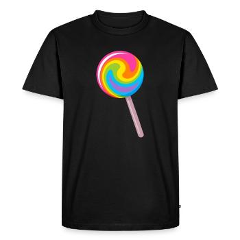 Sucette spirale colorée aux couleurs de l’arc-en-ciel - T-shirt Premium bio Homme - noir - Devant - Nico (187cm)