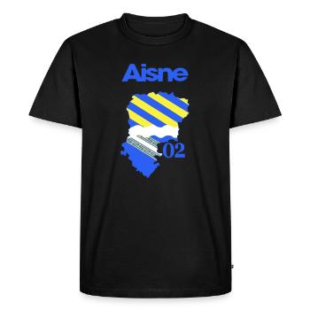 Map of Aisne Blue Yellow 02 - Men's Premium Organic T-Shirt - black - Front - Nico (187cm)
