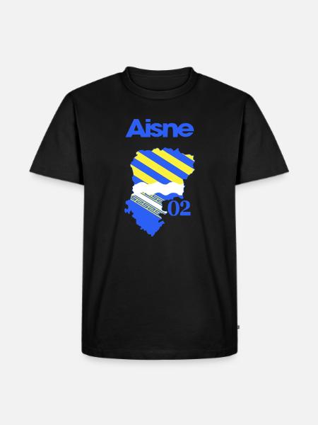 Map of Aisne Blue Yellow 02 - Men's Premium Organic T-Shirt - black
