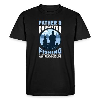 Pêche Père et Fille - Organisation Partenaire pour la Vie - T-shirt Premium bio Homme - noir - Devant - Nico (187cm)