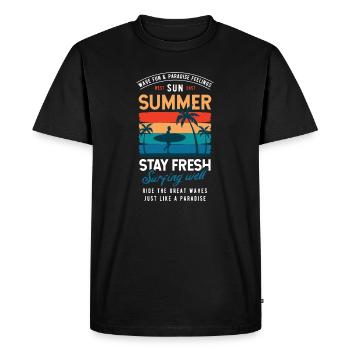 Summer Stay Fresh Surfing Vibes Graphic - Men's Premium Organic T-Shirt - black - Front - Nico (187cm)