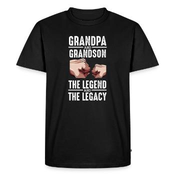 Grand-père et petit-fils : Légende & Héritage - T-shirt Premium bio Homme - noir - Devant - Nico (187cm)