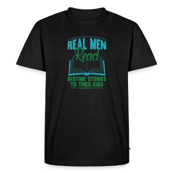 Real men read bedtime stories to their kids - Men's Premium Organic T-Shirt - black - Front - Nico (187cm)