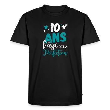 10 ans l'âge de la perfection cadeau humoristique - T-shirt Premium bio Homme - noir - Devant - Nico (187cm)