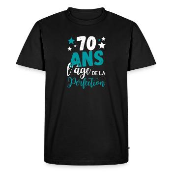70 ans l'âge de la perfection cadeau humoristique - T-shirt Premium bio Homme - noir - Devant - Nico (187cm)