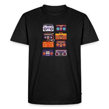 Boombox rétro vintage radio vintage - T-shirt Premium bio Homme - noir - Devant - Nico (187cm)