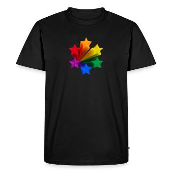 Étoiles arc-en-ciel dynamiques LGBT - T-shirt Premium bio Homme - noir - Devant - Nico (187cm)
