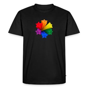 Étoiles arc-en-ciel dynamiques LGBT V3 - T-shirt Premium bio Homme - noir - Devant - Nico (187cm)