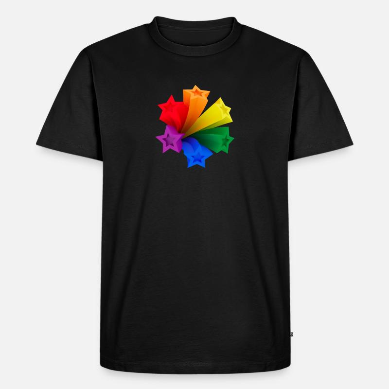 Dynamische Regenbogen-Sterne LGBT V3 - Männer Premium Bio T-Shirt - Schwarz