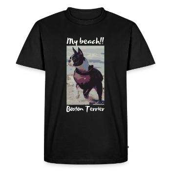 Boston Terrier owns the beach - Men's Premium Organic T-Shirt - black - Front - Nico (187cm)