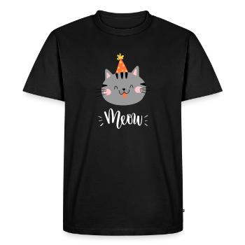 Mignon Kawaii drôle de chat disant miaulement - T-shirt Premium bio Homme - noir - Devant - Nico (187cm)
