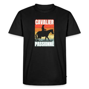 cavalier passionné - T-shirt Premium bio Homme - noir - Devant - Nico (187cm)