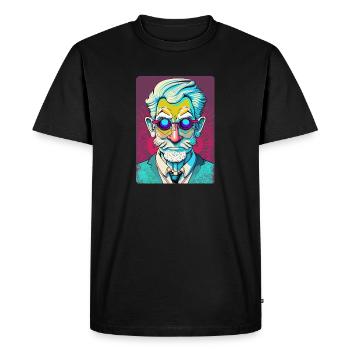 Mysterious Old Man with Glasses - Men's Premium Organic T-Shirt - black - Front - Nico (187cm)