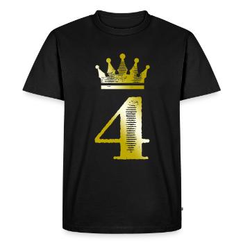 4 Chiffre Couronne Or - T-shirt Premium bio Homme - noir - Devant - Nico (187cm)