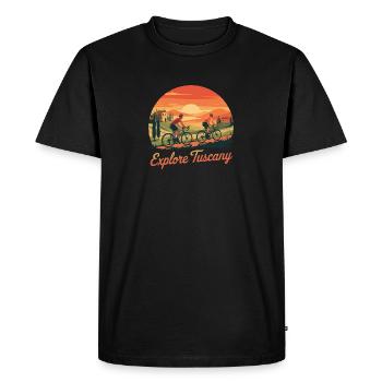 Explorez la Toscane Italie Vélo Gravel Toscane - T-shirt Premium bio Homme - noir - Devant - Nico (187cm)