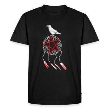 Dream catcher Gothic, bird feather, crow raven, red - Men's Premium Organic T-Shirt - black - Front - Nico (187cm)