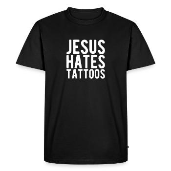 Jésus déteste les tatouages Tatouage Anti Tatouage - T-shirt Premium bio Homme - noir - Devant - Nico (187cm)