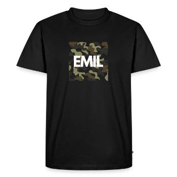 Emil Nom Hoodie Hommes bonne qualité camouflage - T-shirt Premium bio Homme - noir - Devant - Nico (187cm)