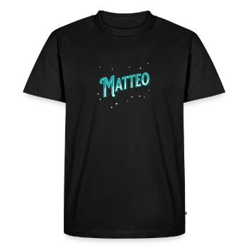 Nom de Matteo personnalisé - T-shirt Premium bio Homme - noir - Devant - Nico (187cm)