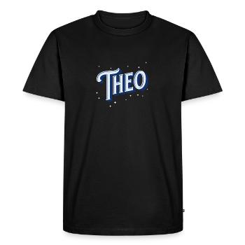 Nom Theo personnalisé - T-shirt Premium bio Homme - noir - Devant - Nico (187cm)