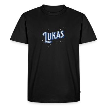 Lukas' name personalized - Men's Premium Organic T-Shirt - black - Front - Nico (187cm)