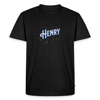 Nom Henry Personnalisé - T-shirt Premium bio Homme - noir - Devant - Nico (187cm)