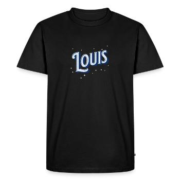 Nom Louis personnalisé - T-shirt Premium bio Homme - noir - Devant - Nico (187cm)