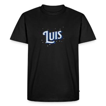 Nom Luis Personnalisé - T-shirt Premium bio Homme - noir - Devant - Nico (187cm)