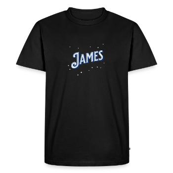 Nom James personnalisé - T-shirt Premium bio Homme - noir - Devant - Nico (187cm)