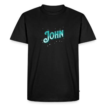 Nom John personnalisé - T-shirt Premium bio Homme - noir - Devant - Nico (187cm)