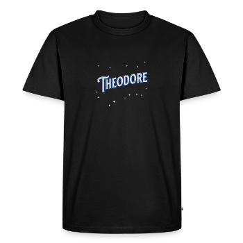 Nom Theodore personnalisé - T-shirt Premium bio Homme - noir - Devant - Nico (187cm)