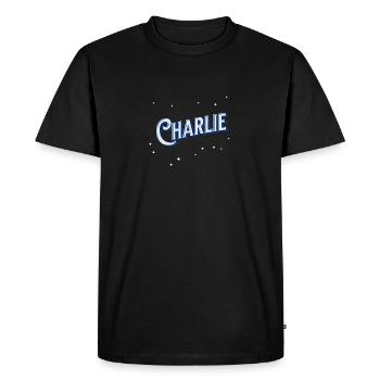 Nom Charlie personnalisé - T-shirt Premium bio Homme - noir - Devant - Nico (187cm)