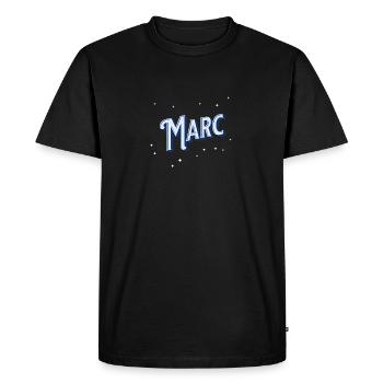 Nom Marc personnalisé - T-shirt Premium bio Homme - noir - Devant - Nico (187cm)
