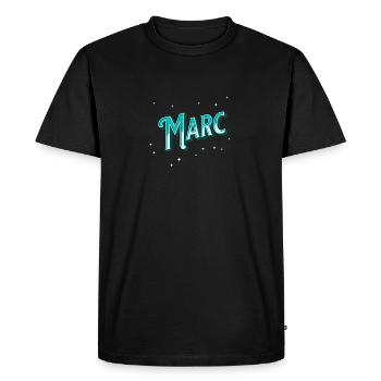 Nom Marc personnalisé - T-shirt Premium bio Homme - noir - Devant - Nico (187cm)