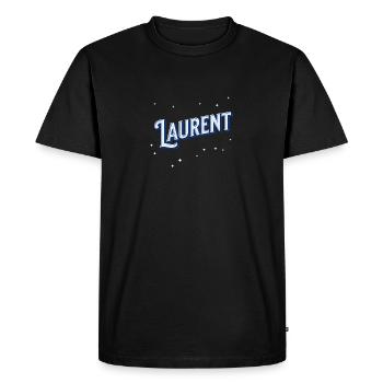 Nom Laurent personnalisé - T-shirt Premium bio Homme - noir - Devant - Nico (187cm)