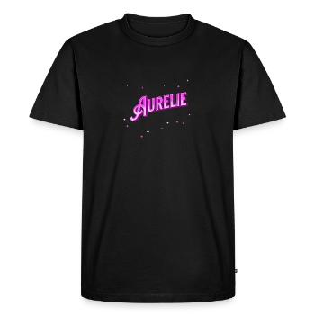 Nom Aurélie personnalisé - T-shirt Premium bio Homme - noir - Devant - Nico (187cm)