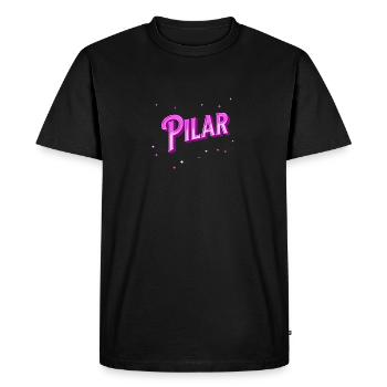 Nom Pilar personnalisé - T-shirt Premium bio Homme - noir - Devant - Nico (187cm)