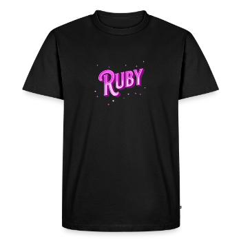Nom rubis personnalisé - T-shirt Premium bio Homme - noir - Devant - Nico (187cm)