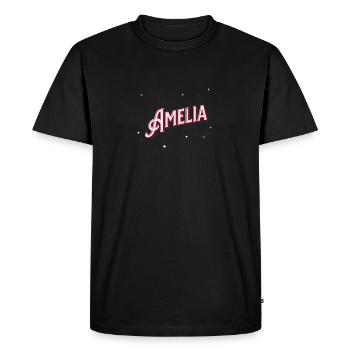 Prénom Amélia personnalisé - T-shirt Premium bio Homme - noir - Devant - Nico (187cm)