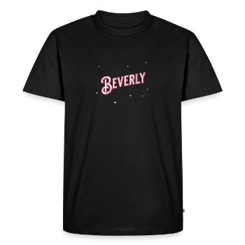 Prénom Beverly personnalisé - T-shirt Premium bio Homme - noir - Devant - Nico (187cm)