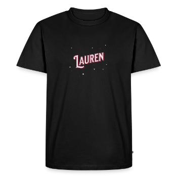 Prénom Lauren personnalisé - T-shirt Premium bio Homme - noir - Devant - Nico (187cm)