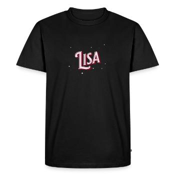 Prénom Lisa personnalisé - T-shirt Premium bio Homme - noir - Devant - Nico (187cm)