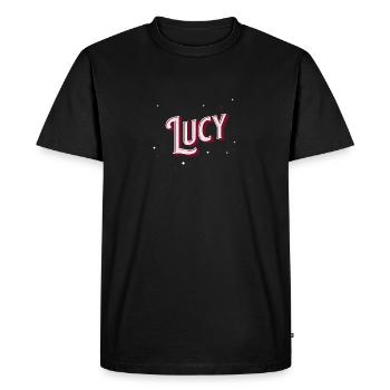 Prénom Lucie personnalisé - T-shirt Premium bio Homme - noir - Devant - Nico (187cm)