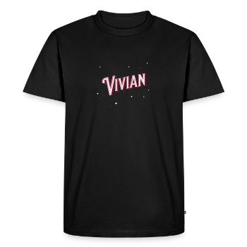 Nom Vivian personnalisé - T-shirt Premium bio Homme - noir - Devant - Nico (187cm)
