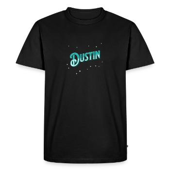 Dustin name personalized - Men's Premium Organic T-Shirt - black - Front - Nico (187cm)
