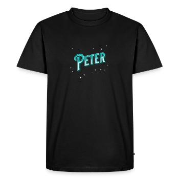Personalized Peter name - Men's Premium Organic T-Shirt - black - Front - Nico (187cm)