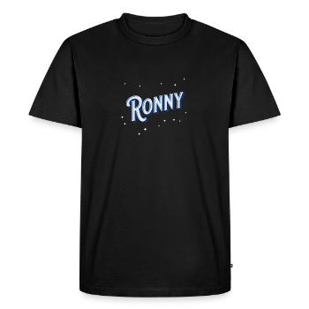 Prénom Ronny personnalisé - T-shirt Premium bio Homme - noir - Devant - Nico (187cm)
